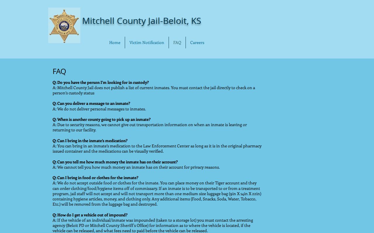 Mitchell County released inmates no-roster notice